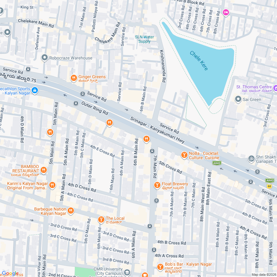 Map showing The Light Artillery Kalyan Nagar location