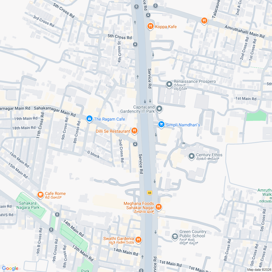 Map showing The Light Artillery Sahakar Nagar location